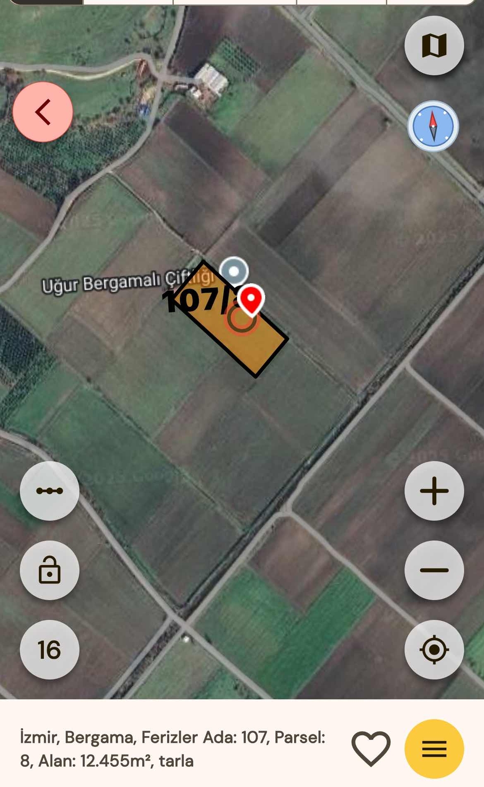 FİYATDÜŞTÜ! Bergama Ferizler Mah. 107ada 8 parsel 12.455m2 Tarla