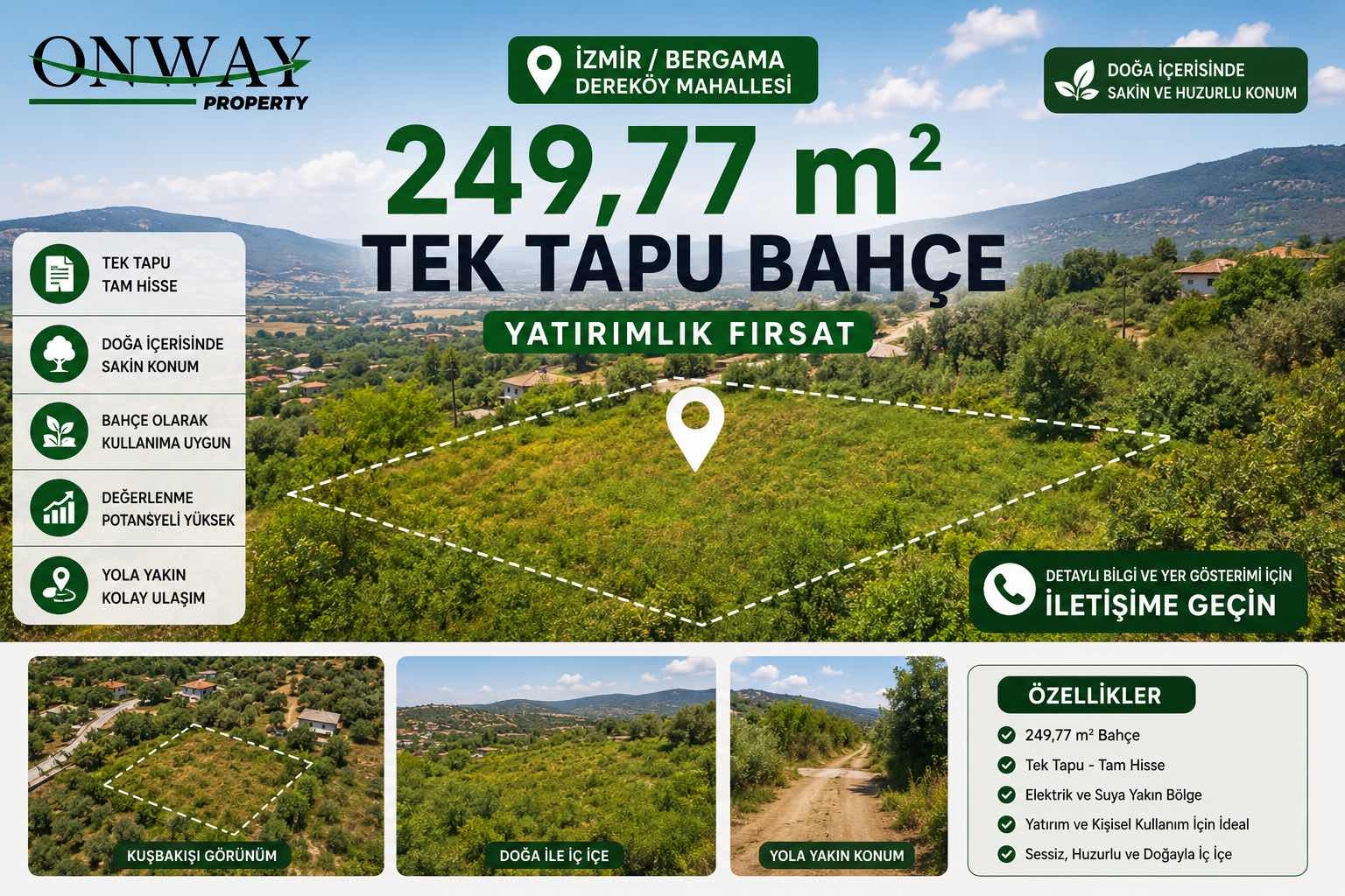 İzmir Bergamada 249 m² Tek Tapu Bahçe